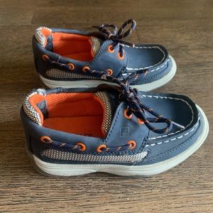 Sperry Kids Navy and Orange Boat Shoes